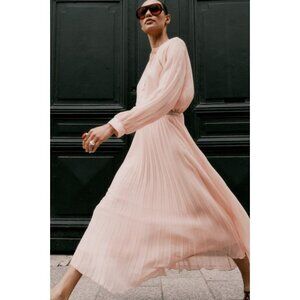 ZARA PLEATED MIDI DRESS WITH BELT